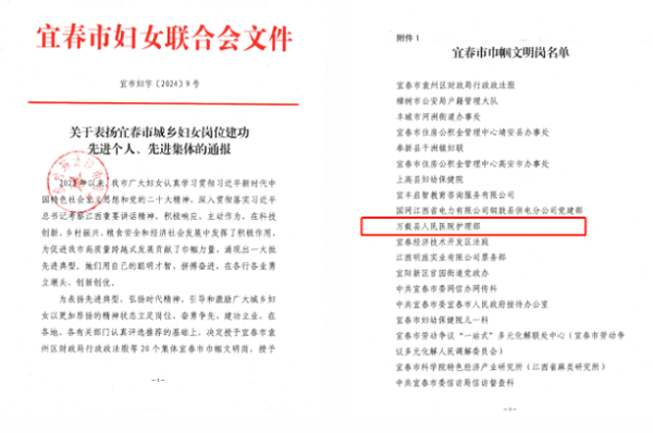 宜春市巾帼文明岗—宜春学院第一附属医院 万载县人民医院护理部